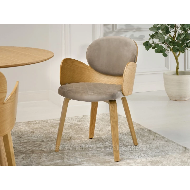 Designová jídelní židle RAWAN - dub / béžová