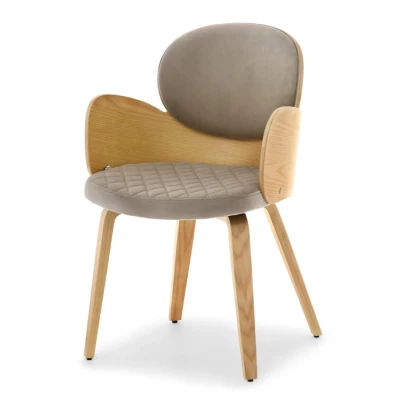 Designová jídelní židle RAWAN - dub / béžová