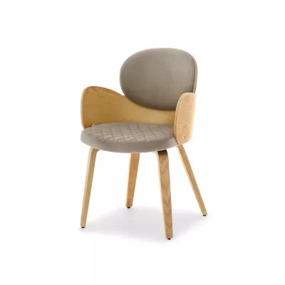 Designová jídelní židle RAWAN - dub / béžová