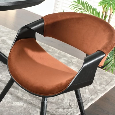 Designová jídelní židle SAROLTA - měděná / černá