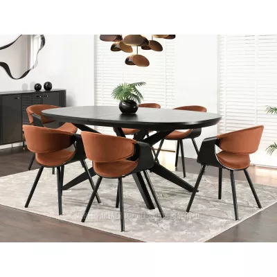 Designová jídelní židle SAROLTA - měděná / černá