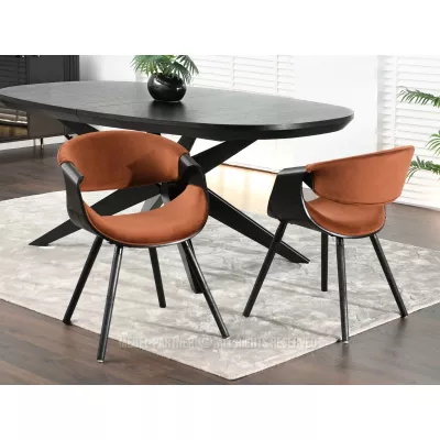 Designová jídelní židle SAROLTA - měděná / černá