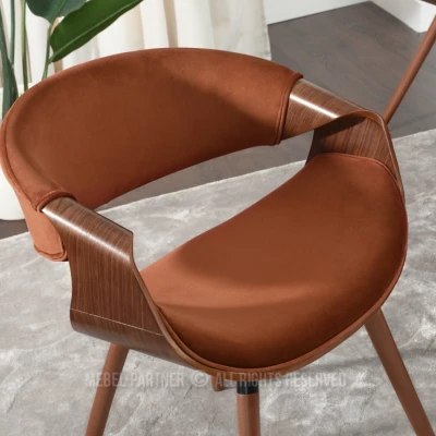 Designová jídelní židle SAROLTA - měděná / ořech