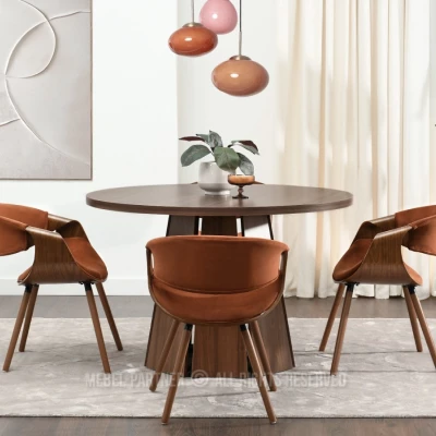 Designová jídelní židle SAROLTA - měděná / ořech