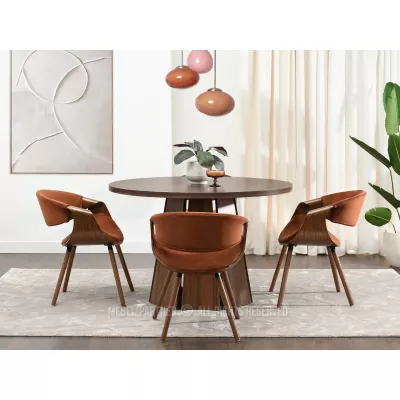 Designová jídelní židle SAROLTA - měděná / ořech