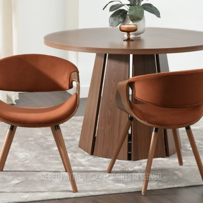 Designová jídelní židle SAROLTA - měděná / ořech