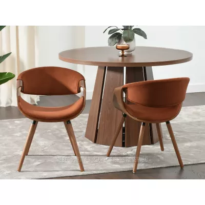 Designová jídelní židle SAROLTA - měděná / ořech