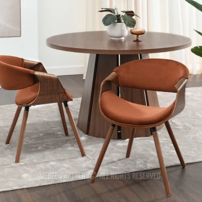 Designová jídelní židle SAROLTA - měděná / ořech