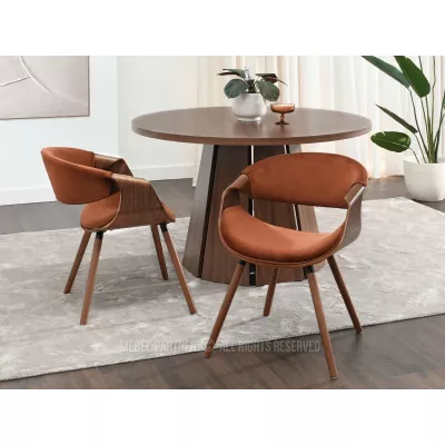 Designová jídelní židle SAROLTA - měděná / ořech