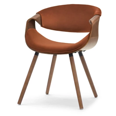 Designová jídelní židle SAROLTA - měděná / ořech