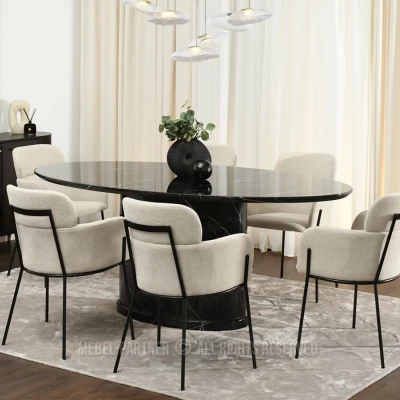 Čalouněná jídelní židle ELIZARA - černá / béžová