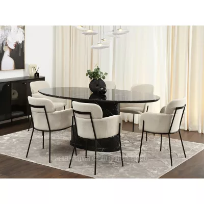 Čalouněná jídelní židle ELIZARA - černá / béžová