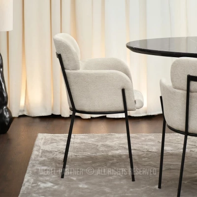 Čalouněná jídelní židle ELIZARA - černá / béžová