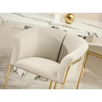 Stylová jídelní židle ODOSA - béžová / zlatá