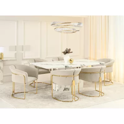 Stylová jídelní židle ODOSA - béžová / zlatá