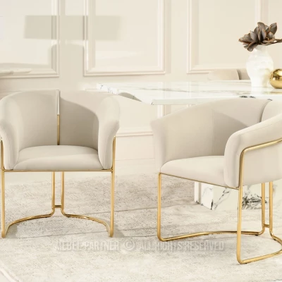 Stylová jídelní židle ODOSA - béžová / zlatá