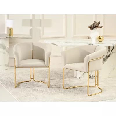 Stylová jídelní židle ODOSA - béžová / zlatá