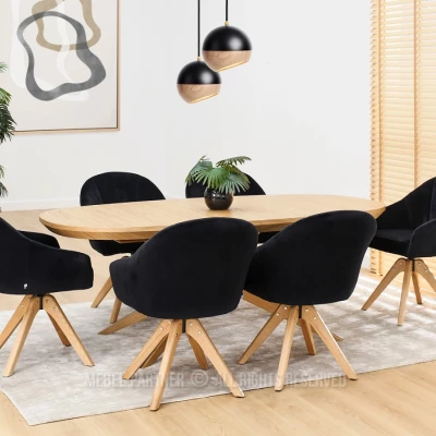 Otočná jídelní židle PAYALA - černá / dub