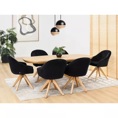 Otočná jídelní židle PAYALA - černá / dub