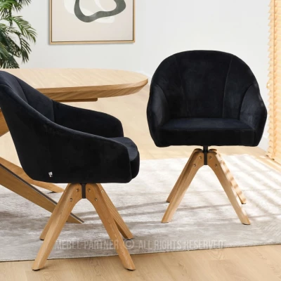 Otočná jídelní židle PAYALA - černá / dub