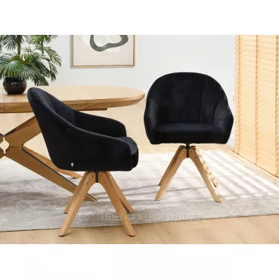 Otočná jídelní židle PAYALA - černá / dub