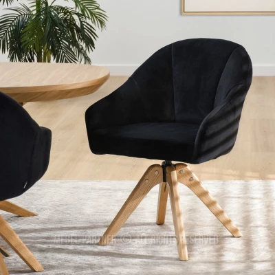 Otočná jídelní židle PAYALA - černá / dub