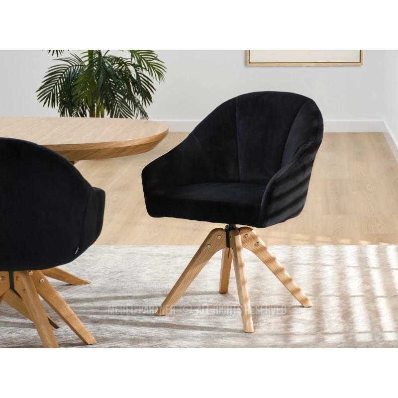 Otočná jídelní židle PAYALA - černá / dub