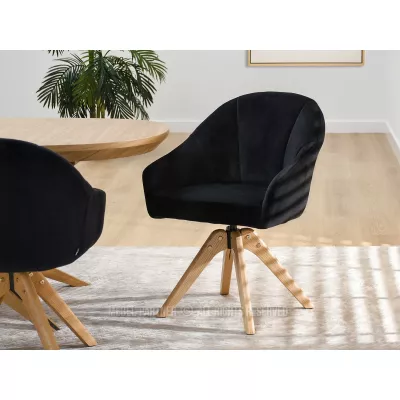 Otočná jídelní židle PAYALA - černá / dub