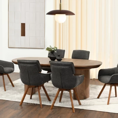 Čalouněná židle ARISAY - grafit / ořech