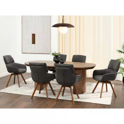 Čalouněná židle ARISAY - grafit / ořech