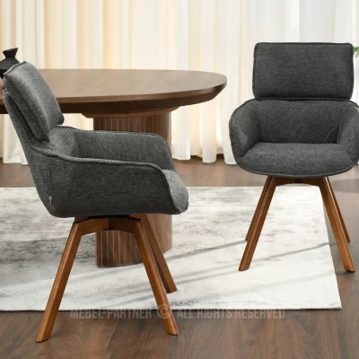 Čalouněná židle ARISAY - grafit / ořech