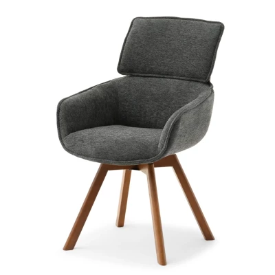 Čalouněná židle ARISAY - grafit / ořech