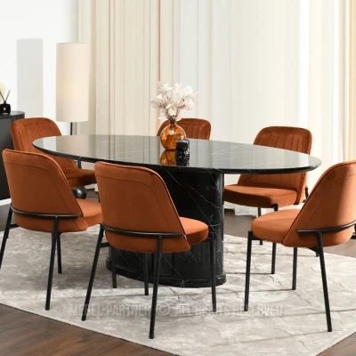 Čalouněná jídelní židle EVELIN - černá / měděná