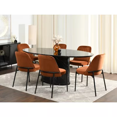 Čalouněná jídelní židle EVELIN - černá / měděná