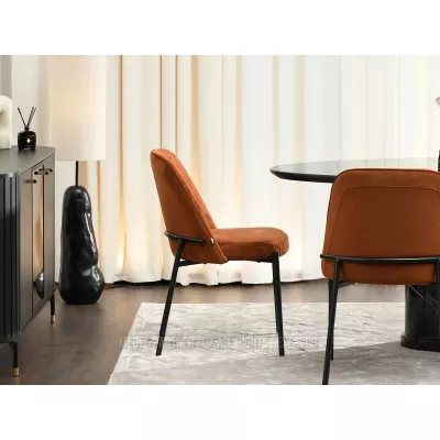 Čalouněná jídelní židle EVELIN - černá / měděná