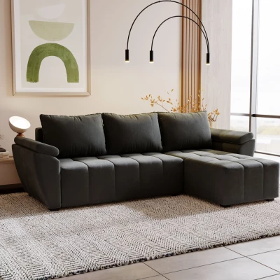 Rohová sedací souprava GAVORA - tmavě šedá