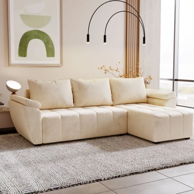 Rohová sedací souprava GAVORA - krémová