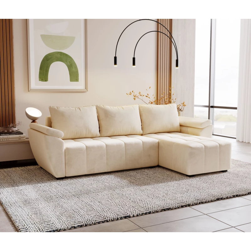 Rohová sedací souprava GAVORA - krémová