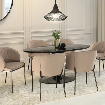 Čalouněná jídelní židle IMANI - béžová / černá