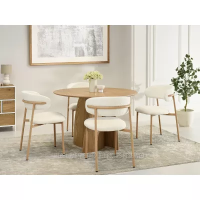 Jídelní židle ADRIENNE - krémová / dub