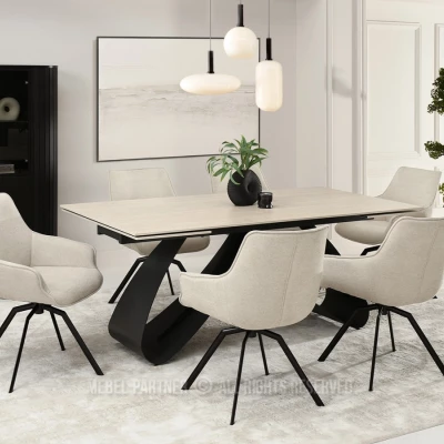 Otočná jídelní židle MILAGROS - béžová / černá