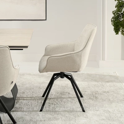 Otočná jídelní židle MILAGROS - béžová / černá