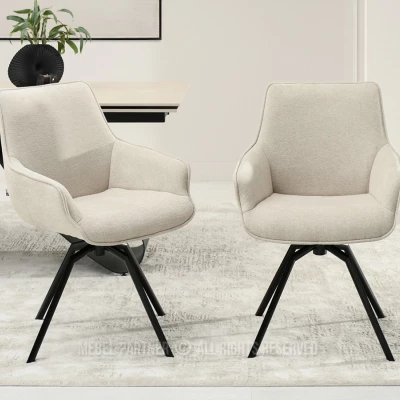 Otočná jídelní židle MILAGROS - béžová / černá