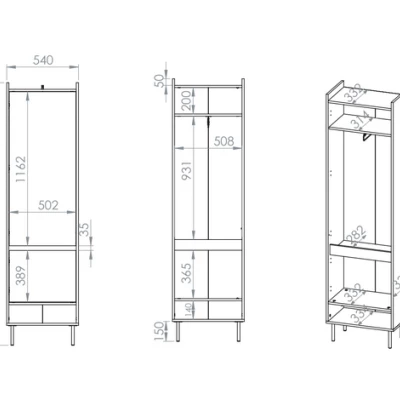 Úzká skříň do předsíně RENATE - dub cremona / kašmír