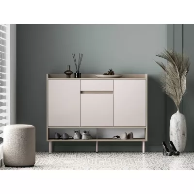 Policový botník s dvířky RENATE - dub cremona / kašmír