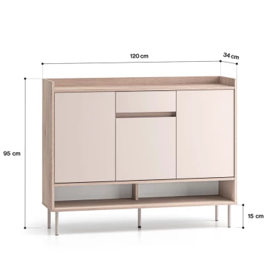 Policový botník s dvířky RENATE - dub cremona / kašmír