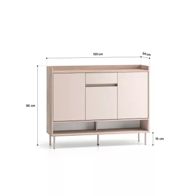 Policový botník s dvířky RENATE - dub cremona / kašmír