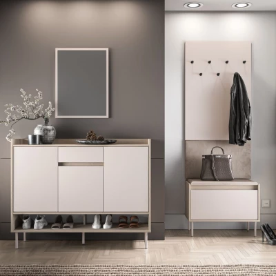 Policový botník s dvířky RENATE - dub cremona / kašmír