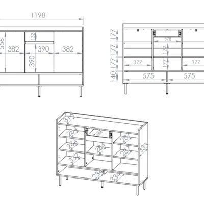 Policový botník s dvířky RENATE - dub cremona / kašmír