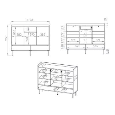 Policový botník s dvířky RENATE - dub cremona / kašmír